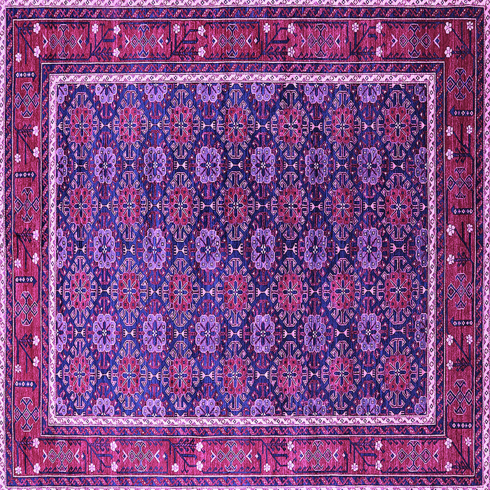 Square Machine Washable Oriental Purple Industrial Area Rugs, wshurb1969pur