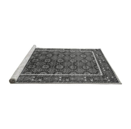 Sideview of Machine Washable Oriental Gray Industrial Rug, wshurb1969gry