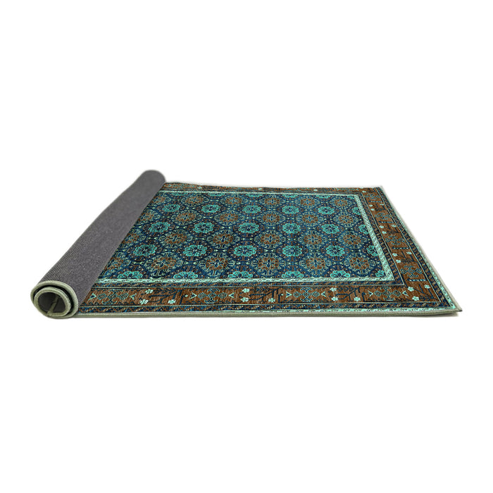 Sideview of Oriental Turquoise Industrial Rug, urb1969turq