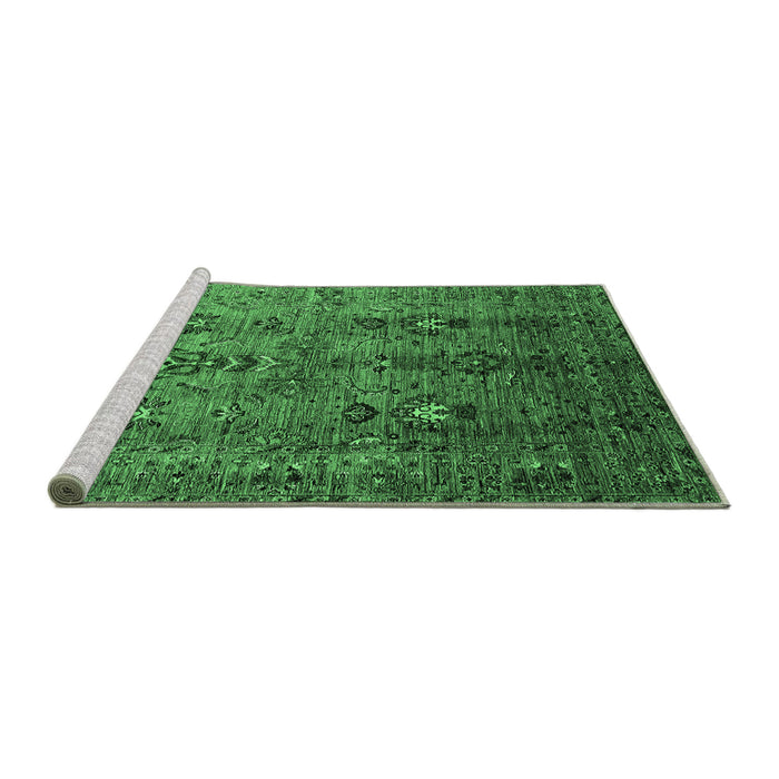 Sideview of Machine Washable Oriental Emerald Green Industrial Area Rugs, wshurb1970emgrn