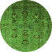 Round Oriental Green Industrial Rug, urb1970grn