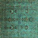 Square Machine Washable Oriental Turquoise Industrial Area Rugs, wshurb1970turq