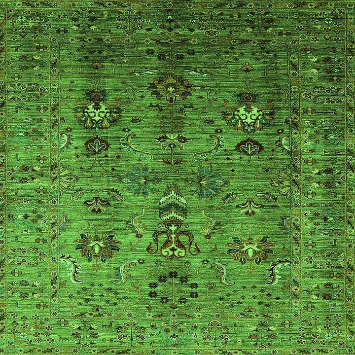 Square Oriental Green Industrial Rug, urb1970grn