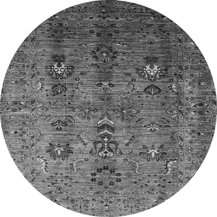 Round Machine Washable Oriental Gray Industrial Rug, wshurb1970gry