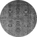 Round Machine Washable Oriental Gray Industrial Rug, wshurb1970gry