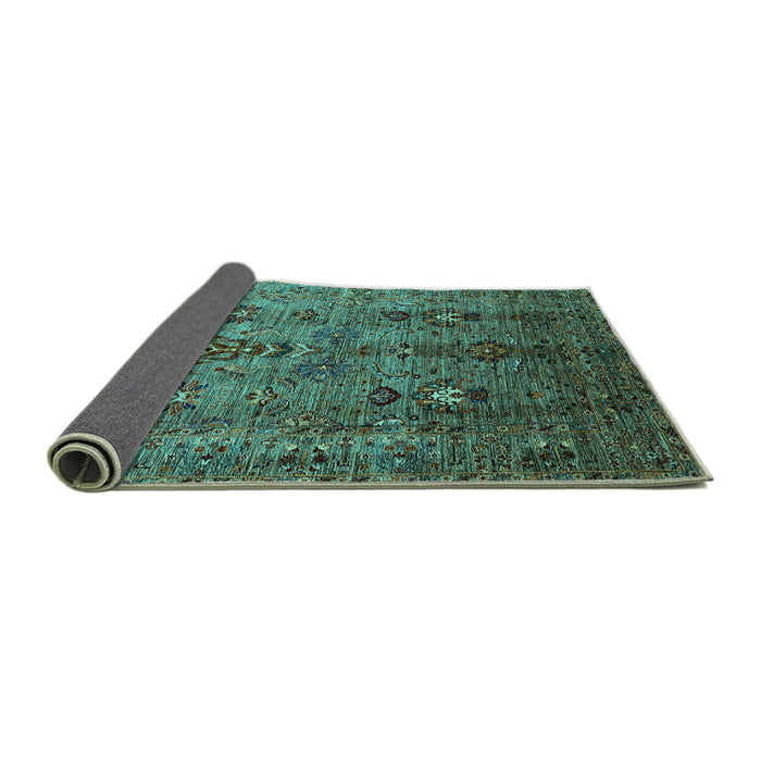 Sideview of Oriental Turquoise Industrial Rug, urb1970turq