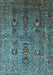 Machine Washable Oriental Light Blue Industrial Rug, wshurb1970lblu