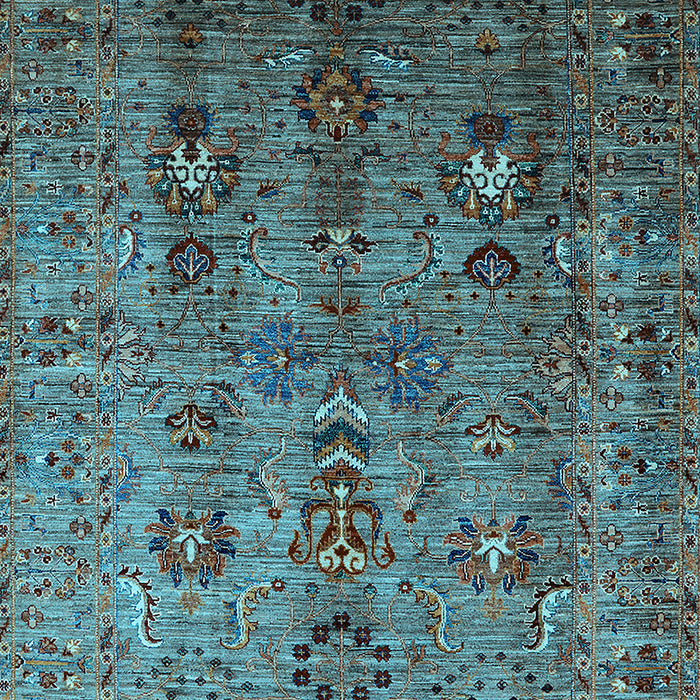 Machine Washable Oriental Light Blue Industrial Rug, wshurb1970lblu