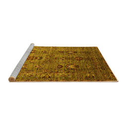 Sideview of Machine Washable Oriental Yellow Industrial Rug, wshurb1970yw