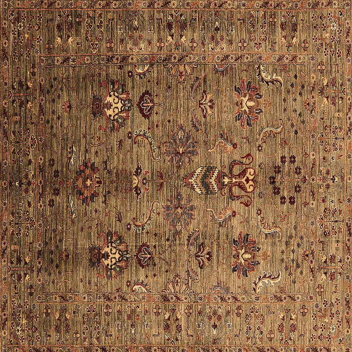 Square Machine Washable Oriental Brown Industrial Rug, wshurb1970brn