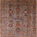 Square Mid-Century Modern Red Brown Oriental Rug, urb1970