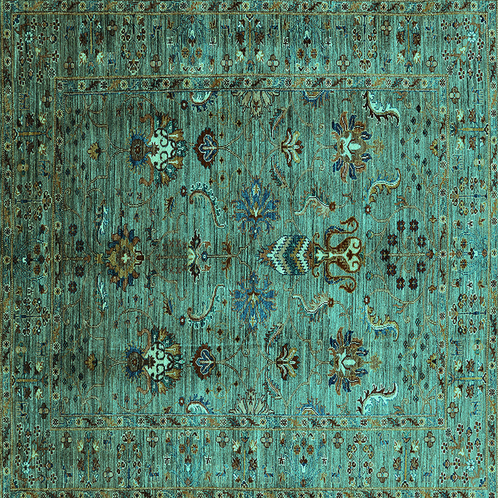 Square Oriental Turquoise Industrial Rug, urb1970turq
