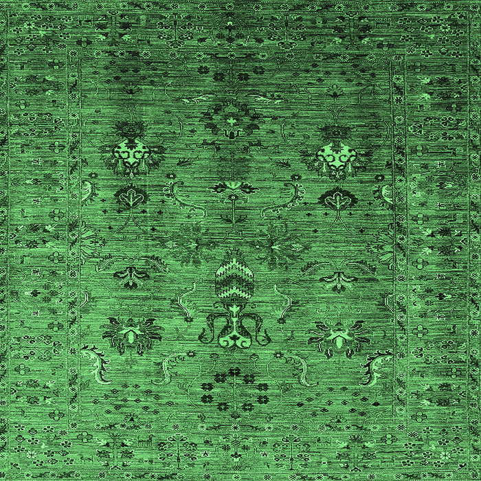 Square Machine Washable Oriental Emerald Green Industrial Area Rugs, wshurb1970emgrn