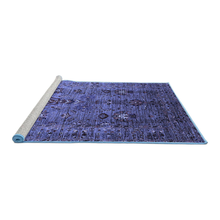 Sideview of Machine Washable Oriental Blue Industrial Rug, wshurb1970blu