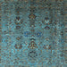 Square Machine Washable Oriental Light Blue Industrial Rug, wshurb1970lblu