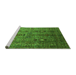 Sideview of Machine Washable Oriental Green Industrial Area Rugs, wshurb1970grn