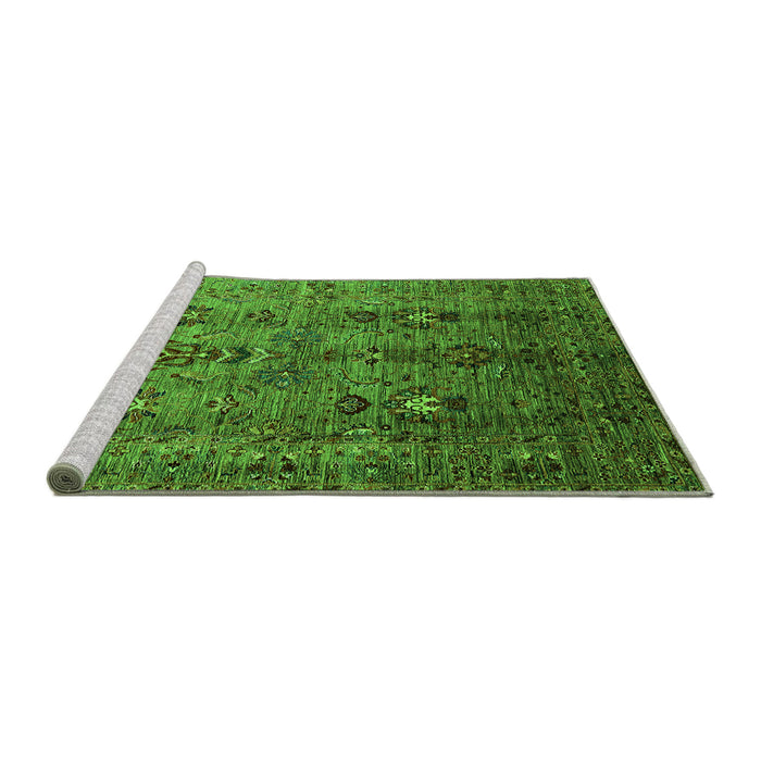 Sideview of Machine Washable Oriental Green Industrial Area Rugs, wshurb1970grn