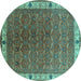 Round Oriental Turquoise Industrial Rug, urb1971turq