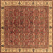 Square Machine Washable Oriental Brown Industrial Rug, wshurb1971brn