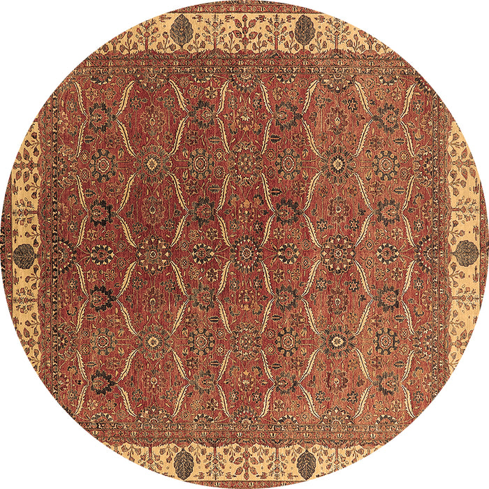 Round Oriental Brown Industrial Rug, urb1971brn