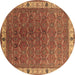 Round Oriental Brown Industrial Rug, urb1971brn