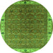 Round Oriental Green Industrial Rug, urb1971grn