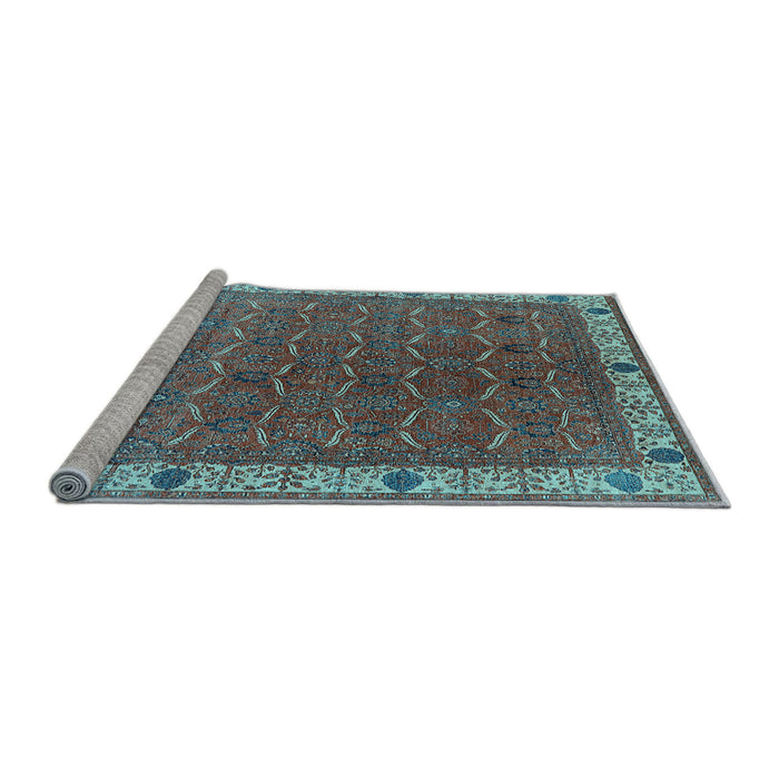 Sideview of Machine Washable Oriental Light Blue Industrial Rug, wshurb1971lblu