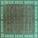 Square Oriental Turquoise Industrial Rug, urb1971turq