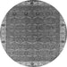 Round Machine Washable Oriental Gray Industrial Rug, wshurb1971gry