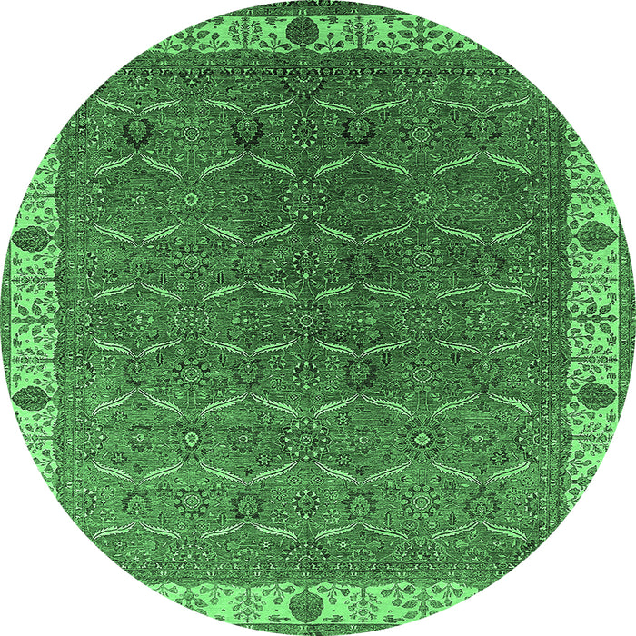 Round Oriental Emerald Green Industrial Rug, urb1971emgrn