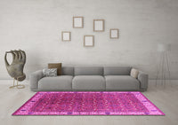 Machine Washable Oriental Pink Industrial Rug, wshurb1971pnk