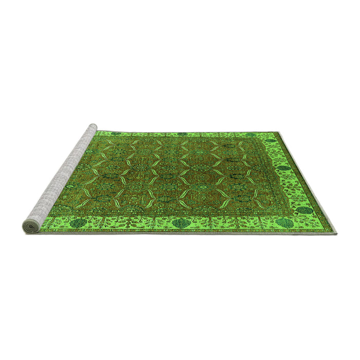 Sideview of Machine Washable Oriental Green Industrial Area Rugs, wshurb1971grn