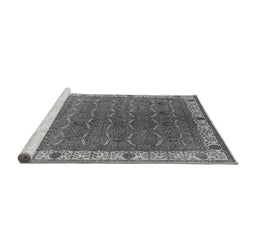 Sideview of Machine Washable Oriental Gray Industrial Rug, wshurb1971gry