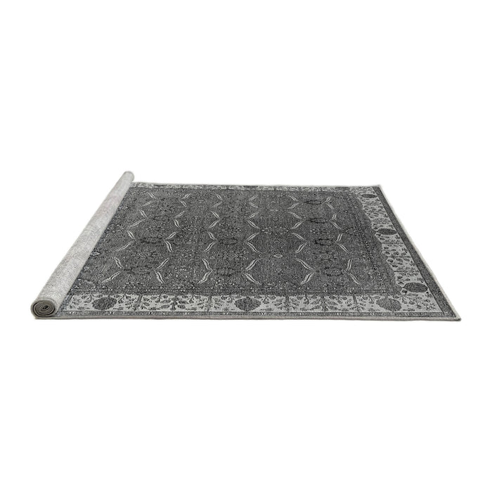 Sideview of Machine Washable Oriental Gray Industrial Rug, wshurb1971gry