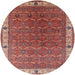 Round Mid-Century Modern Red Oriental Rug, urb1971