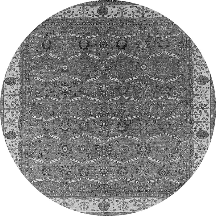 Round Oriental Gray Industrial Rug, urb1971gry