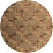 Round Oriental Brown Industrial Rug, urb1972brn