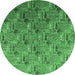 Round Oriental Emerald Green Industrial Rug, urb1972emgrn