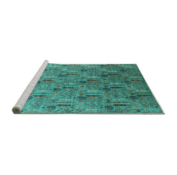 Sideview of Machine Washable Oriental Turquoise Industrial Area Rugs, wshurb1972turq