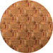 Round Machine Washable Oriental Orange Industrial Area Rugs, wshurb1972org