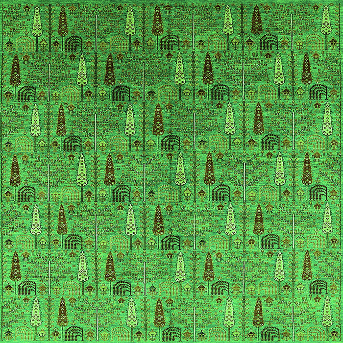 Square Oriental Green Industrial Rug, urb1972grn