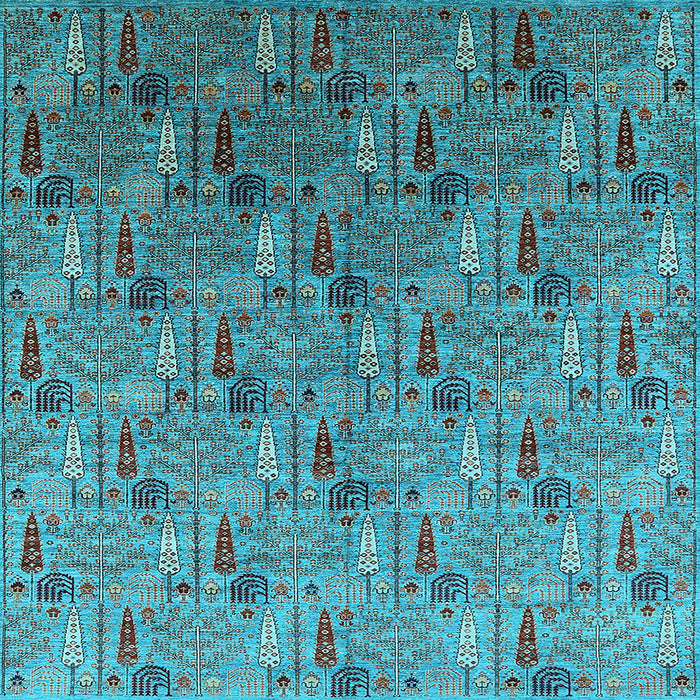 Square Machine Washable Oriental Light Blue Industrial Rug, wshurb1972lblu