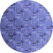 Round Oriental Blue Industrial Rug, urb1972blu