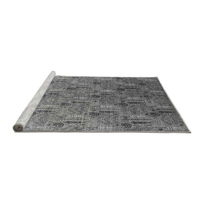 Sideview of Machine Washable Oriental Gray Industrial Rug, wshurb1972gry