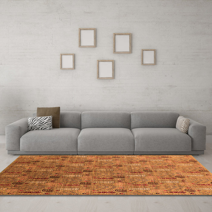 Machine Washable Oriental Orange Industrial Area Rugs in a Living Room, wshurb1972org