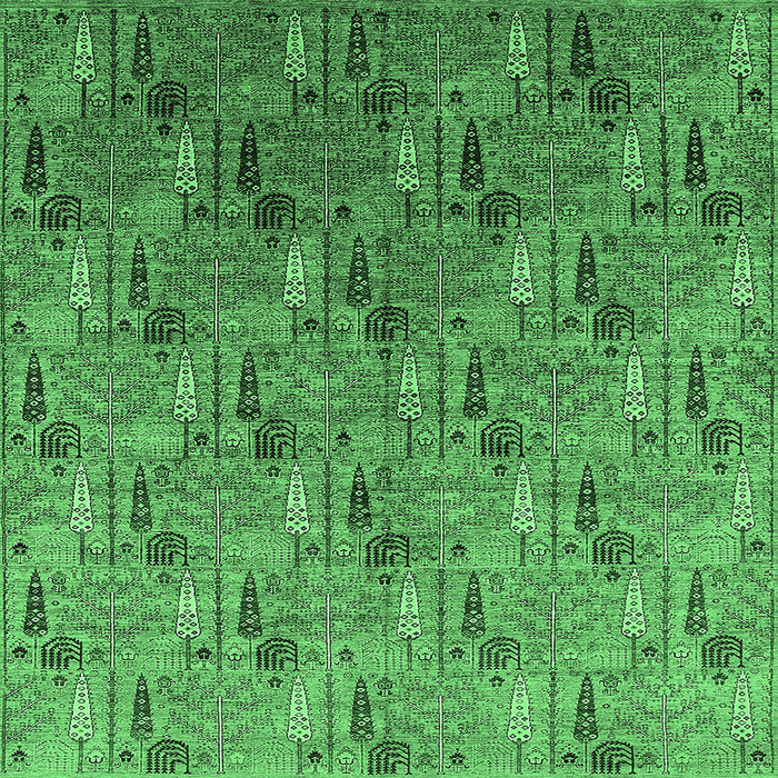 Square Oriental Emerald Green Industrial Rug, urb1972emgrn