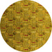 Round Oriental Yellow Industrial Rug, urb1972yw