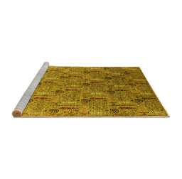 Sideview of Machine Washable Oriental Yellow Industrial Rug, wshurb1972yw