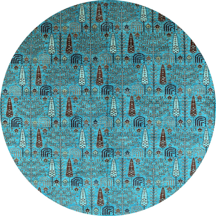 Round Oriental Light Blue Industrial Rug, urb1972lblu