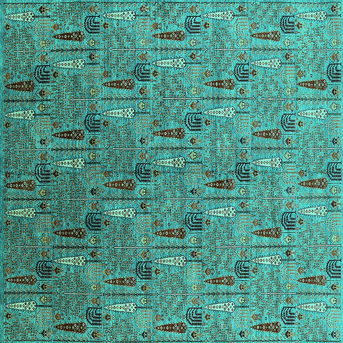 Square Machine Washable Oriental Turquoise Industrial Area Rugs, wshurb1972turq